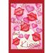 Toland Home Garden Hugs And Kisses 28 x 40 inch House Flag, Polyester in Pink | 40 H x 28 W in | Wayfair 109998