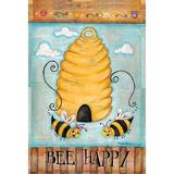 Toland Home Garden Bee Happy 2-Sided Polyester 18 x 13 in. Garden Flag in Gray/Orange | 18 H x 12.5 W in | Wayfair 119962