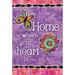 Toland Home Garden Home Is Where Your Heart Is 2-Sided Polyester 40 x 28 in. House Flag in Indigo/Pink | 40 H x 28 W in | Wayfair 109794