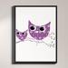 DiaNoche Designs 'Owl Argyle' Framed Graphic Art Print on Canvas in Gray/Pink/White | 41.75 H x 31.75 W x 1 D in | Wayfair