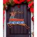 The Holiday Aisle® Country Quilted Reindeer Hanging Figurine Wood Door Hanger Wall Decor Wood in Brown | 24 H x 18 W x 0.25 D in | Wayfair