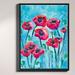 DiaNoche Designs 'Poppy Sky' Framed Graphic Art on Wrapped Canvas in Blue/Pink/Red | 25.75 H x 19.75 W x 1 D in | Wayfair