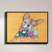 DiaNoche Designs 'French Bulldog' Framed Watercolor Painting Print on Wrapped Canvas in Blue/Green/Red | 13.75 H x 17.75 W x 1 D in | Wayfair