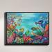 DiaNoche Designs 'Coral Reef' Framed Graphic Art Print on Wrapped Canvas in Blue/Green/Pink | 12.75 H x 15.75 W x 1 D in | Wayfair
