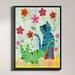 DiaNoche Designs 'Retro Cats' Framed Painting Print on Canvas in Green/Blue/Red/Pink Canvas in Blue/Green/Pink | 41.75 H x 31.75 W x 1 D in | Wayfair