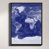 DiaNoche Designs 'World Map' Framed Graphic Art Print on Wrapped Canvas in Blue/White | 37.75 H x 25.75 W x 1 D in | Wayfair