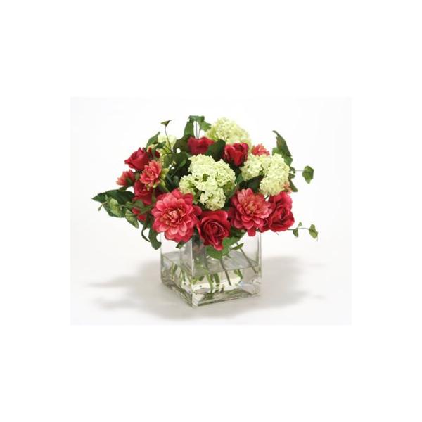 distinctive-designs-fuschia-dahlia---roses,-cream-green-snowballs-in-glass-cube-polysilk-|-11-h-x-12-w-x-12-d-in-|-wayfair-17029/