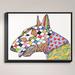 DiaNoche Designs 'Bull Terrier Dog' Framed Graphic Art Print on Canvas in Blue/Green/Red | 19.75 H x 25.75 W x 1 D in | Wayfair