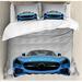 East Urban Home Sports Car Luxury Symbol for Men Trendy Stylish Speed Vehicle Image Duvet Cover Set Microfiber in Blue/Gray | King | Wayfair