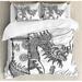 East Urban Home Dragon Chinese Style Sacred Creature Statue Sketch Medieval Monster Fantasy Tattoo Image Duvet Cover Set Microfiber in Gray | Wayfair