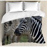 East Urban Home African Zebra in Serengeti National Park Safari Animal in Desert Picture Duvet Cover Set Microfiber | Queen | Wayfair