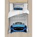 East Urban Home Sports Car Luxury Symbol for Men Trendy Stylish Speed Vehicle Image Duvet Cover Set Microfiber in Blue/Gray | Twin | Wayfair
