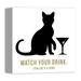 East Urban Home 'Jerk Cat Martini' Graphic Art Print on Wrapped Canvas in White | 36 H x 36 W x 1.25 D in | Wayfair ESUM1485 43187555