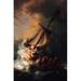 Buyenlarge 'Christ in the Storm on the Lake Genezareth' by Rembrandt Van Rijn Painting Print in Black/Orange | 30 H x 20 W x 1.5 D in | Wayfair