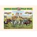 Buyenlarge Buffalo Bill: Pawnee Bill & Paris Vintage Advertisement in Brown/Green/Yellow | 28 H x 42 W x 1.5 D in | Wayfair 0-587-02914-5C2842