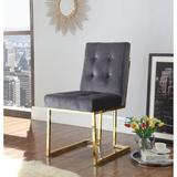 Everly Quinn Tufted Velvet Side Chair Upholstered/Velvet in Gray | 36 H x 25 W x 19 D in | Wayfair EYQN3493 40541582