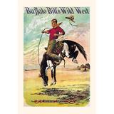 Buyenlarge Buffalo Bill: A Bucking Bronco Vintage Advertisement in Black/Green/Pink | 42 H x 28 W x 1.5 D in | Wayfair 0-587-02902-1C2842