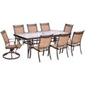 Fleur De Lis Living Bucher 9 Piece Outdoor Dining Set Glass/Metal | 29.05 H x 83.74 W x 41.81 D in | Wayfair 269185BF17BD464388A35AAE5305ADEE