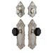 Grandeur Grande Victorian Long Plate Complete Entry Set w/ Single Cylinder Deadbolot and Lyon Knob in Gray | 12.71 H x 2.8 W x 2.75 D in | Wayfair