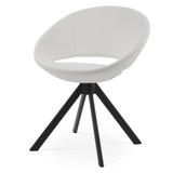 sohoConcept Crescent Metal Solid Back Dining Chair Faux Leather/Upholstered/Metal in Gray/White/Yellow | 29 H x 23.75 W x 21 D in | Wayfair