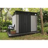 Keter Artisan 9x7 ft. Modern Resin Outdoor Storage Shed w/ Floor for Patio Furniture & Tools in Brown/Gray | 89 H x 109 W x 85.8 D in | Wayfair