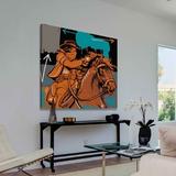 Marmont Hill 'Raider Ii' by Josh Ruggs Painting Print on Wrapped Canvas Metal in Black/Blue/Orange | 32 H x 32 W x 1.5 D in | Wayfair