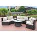 Latitude Run® Mickens 6 Piece Rattan Sofa Seating Group w/ Cushions Synthetic Wicker/All - Weather Wicker/Wicker/Rattan in Black | Outdoor Furniture | Wayfair