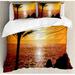 Ambesonne Silhouette of Lady & Palm Tree Duvet Cover Set Microfiber in Black/Brown/Orange | King | Wayfair nev_23793_king