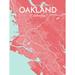 17 Stories 'Oakland City Map' Graphic Art Print Poster in Maritime Paper in Pink | 17 H x 11 W x 0.05 D in | Wayfair