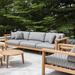 OASIQ Maro Teak Patio Sofa w/ Sunbrella Cushions Wood/Natural Hardwoods/Sunbrella® Fabric Included in Gray | 24.75 H x 99.5 W x 37.5 D in | Wayfair