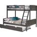 Sand & Stable™ Baby & Kids Twin Over Full Solid Wood Bunk Bed w/ Twin Trundle Wood/Solid Wood in Brown/Gray/Green, Size 66.0 H x 58.0 W x 78.0 D in