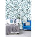 Highland Dunes Maxime Removable Leave 8.33' L x 25" W Peel and Stick Wallpaper Roll Vinyl in Blue/White | 25 W in | Wayfair