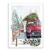 The Holiday Aisle® 'Holiday Fresh Christmas Trees on a Car Truck' Graphic Art Print Wood in Brown | 15 H x 10 W x 0.5 D in | Wayfair