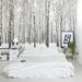 Wallums Wall Decor Snow Covered Winter Birch Trees 8' x 144" 3 Piece Wall Mural Fabric in Gray | 144 W in | Wayfair 137219725-144x96