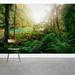 Wallums Wall Decor Lush Tropical Lagoon 8' x 144" 3 Piece Wall Mural Fabric in Green/White | 144 W in | Wayfair 179177005-144x96