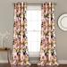 Floral Watercolor Room Darkening Window Curtain Panels Navy Set 52x84 - Half Moon 16T002398