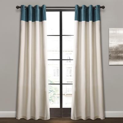 Milo Linen Window Curtain Panels Slate Blue/Off White 52X84 Set - Lush Decor 16T003318