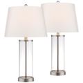 360 Lighting Glass and Steel Cylinder Fillable Table Lamp Set of 2