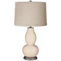 Steamed Milk Linen Drum Shade Double Gourd Table Lamp