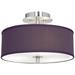 Possini Euro Eggplant Faux Silk 14" Wide Ceiling Light