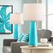 Color Plus Leo 29 1/2" Surfer Blue Glass Table Lamps Set of 2