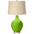 Neon Green Oatmeal Linen Shade Ovo Table Lamp