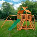 Gorilla Playsets Navigator Swing Set w/ Wood Roof Wooden in Brown | 132 H x 228 W x 216 D in | Wayfair 01-0020-AP