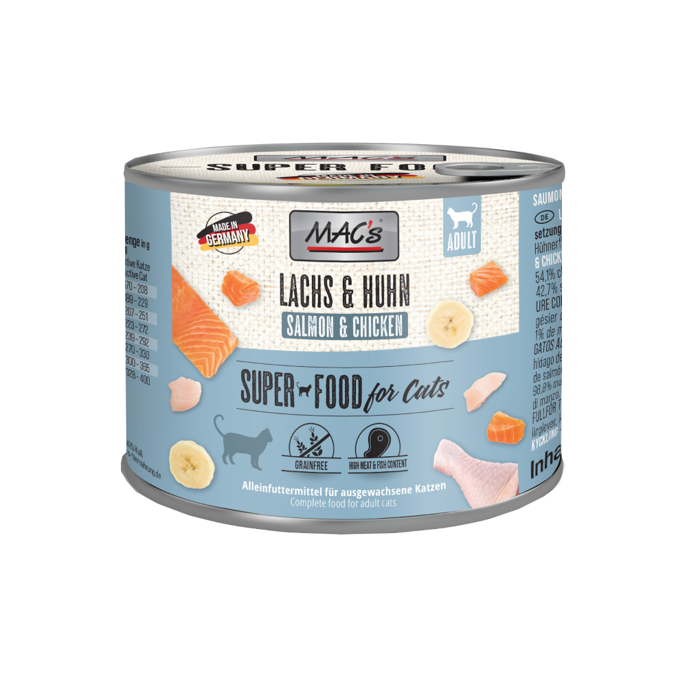 MAC's Cat 12 x 200 g Alimento umido per gatti - Mix Pollame & Salmone