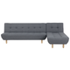 4-Sitzer Ecksofa Dunkelgrau Stoffbezug Gesteppt L-Förmig mit Chaiselongue Linksseitig Schlaffunktion Modern Skandinavisch Wohnzimmer Schlafsofa