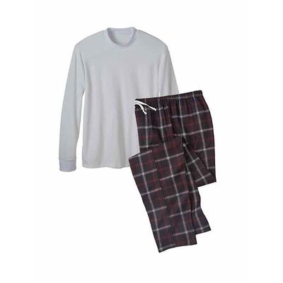 Haband Men's Thermal & Fleece Pajamas, Black Plaid, Size XL