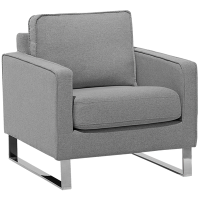 Sessel Grau Polsterbezug Edelstahl Dicke Sitzfläche Retro-Stil
