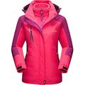 TACVASEN Warm Jackets Ladies Waterproof winter jacket Fleece Outdoor 3-in-1 Jacket Softshell Rain Snow Skate Parka Snowboard Skiing Hooded Jacket