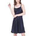 LilySilk Women's 100 Silk Nightdress Short Low Scoop Back Ladies Chemise Nightgown 19 Momme Pure Silk Navy Blue Size 18/XL