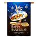 Breeze Decor Happy Hanukkah Dreidel Winter 2-Sided Polyester 40 x 28 in. House Flag in Black/Blue/Brown | 40 H x 28 W in | Wayfair